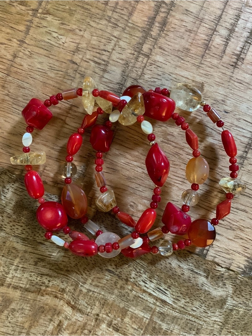 Coral Beaded Wrap Bracelet